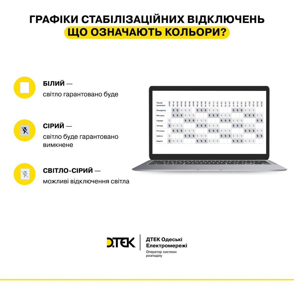 Укренерго назвав пікові години відключень світла в Одеській області